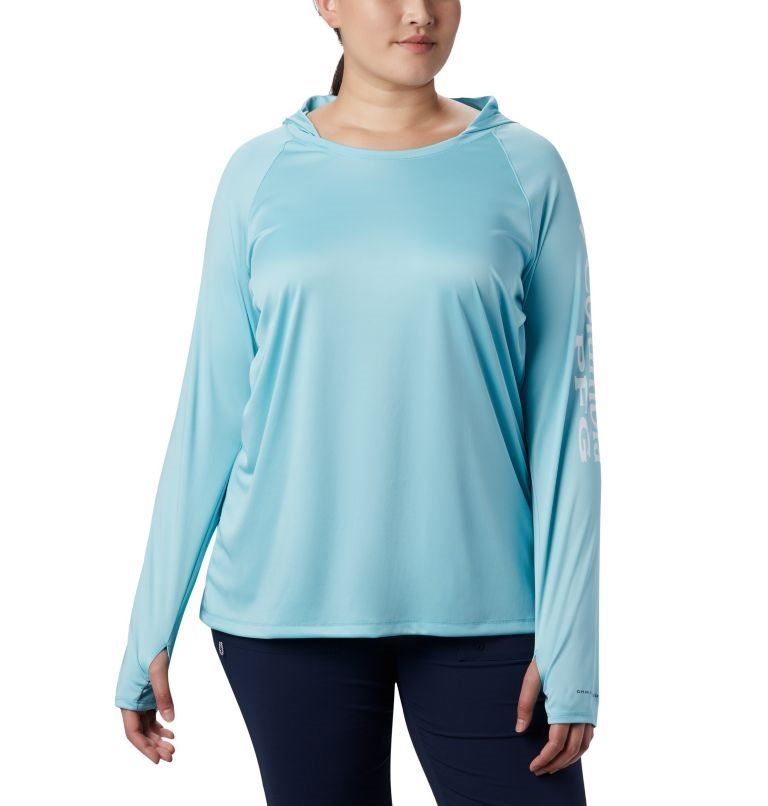 Women\'s Columbia PFG Tidal Tee Hoodie Blue | Plus Size CA-XC314